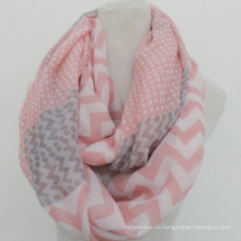 Оптовый элегантность мода мягкий круг пользовательских печати розовое хлопок маркизета шеврон бесконечности шарфы